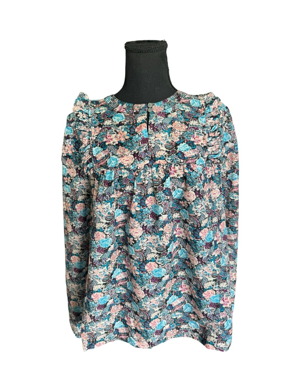 J. Crew Silk Blend Floral Paisley Boho Peasant Top TXL Cottagecore Romantic U65